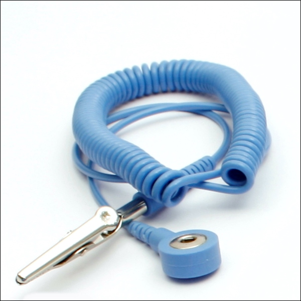 C300/1U Spiralkabel 1,8 m, 3 mm auf Bananenstecker/Krokoklemme, blau