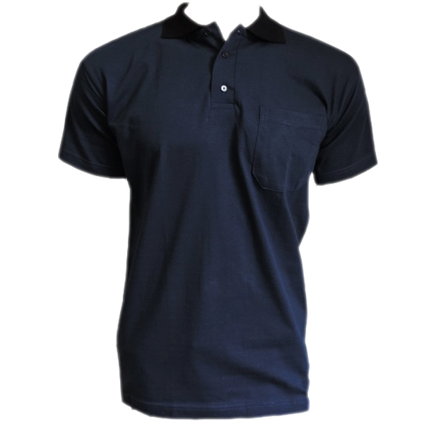 ESD140 Poloshirt kurzarm dunkelblau, Kragen schwarz