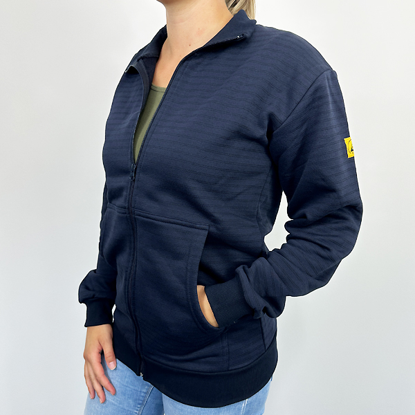 Sweat-Jacke ESD Unisex dunkelblau mit Zip und Taschen