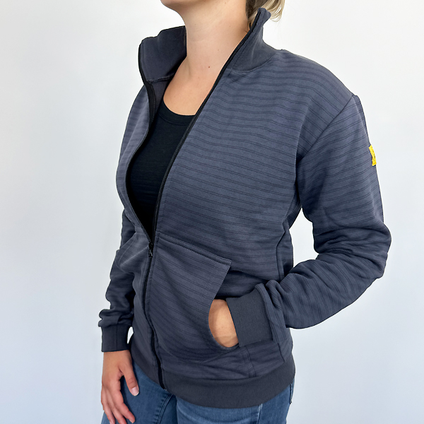 Sweat-Jacke ESD Unisex grau mit Zip und Taschen