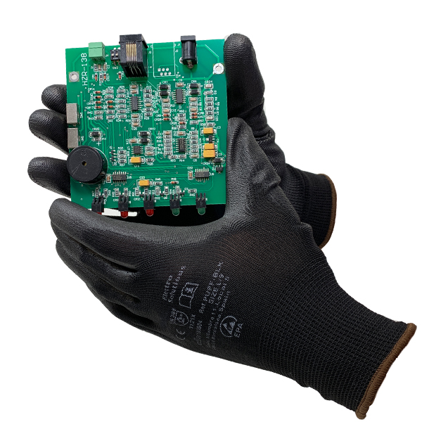 GL72 Strickhandschuh schwarz ohne Karbonfaser, Finger u. Hand PU beschichtet, ableitfähig