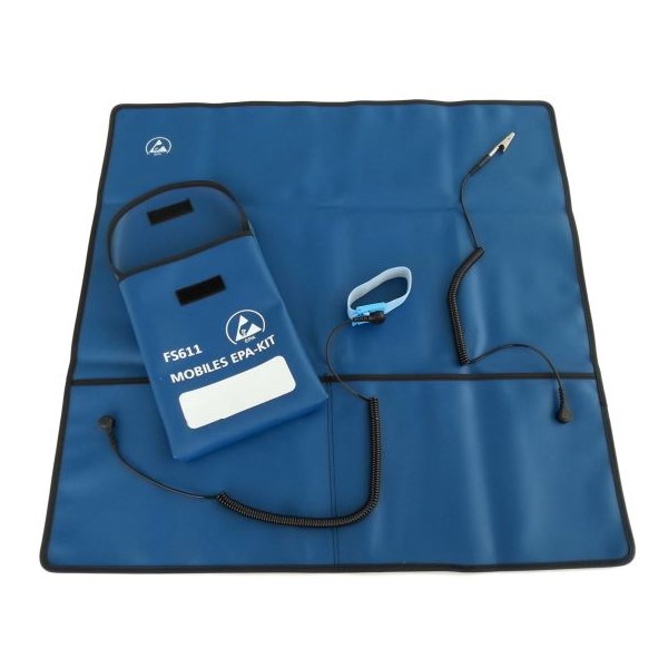 FS611 Mobiles EPA-Kit 590 x 590 mm blau inkl. Tasche, Erdungsset und ESD Reinigungsset