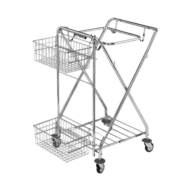 PX120 Reinigungswagen verchromt inkl. 4 leitf. Rädern, 2 Körben am Halterahmen OHNE Rollenhalter