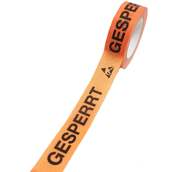 Papier-Klebeband mit ESD-Symbol + Text GESPERRT 38 mm x 50 m