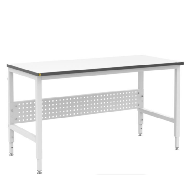 Arbeitstisch ESD 1200 x 900 mm, H-Typ, manuelle Höhenverstellung, RAL 7035 - lichtgrau