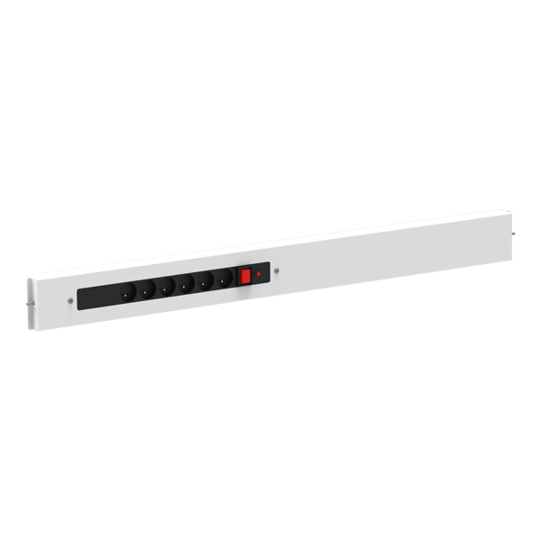 Steckdosenleiste ESD 1200 x 100 mm,  6 Steckdosen 230V SCHUKO mit Schalter