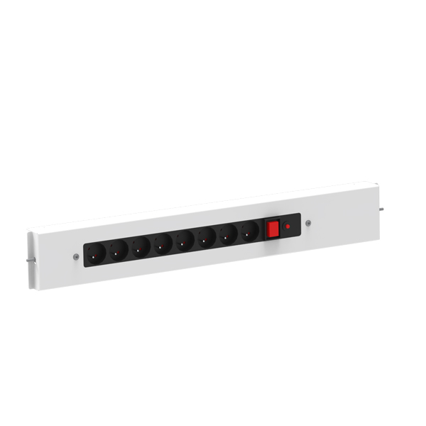 Steckdosenleiste ESD 750 x 100 mm,  8 Steckdosen 230V SCHUKO mit Schalter