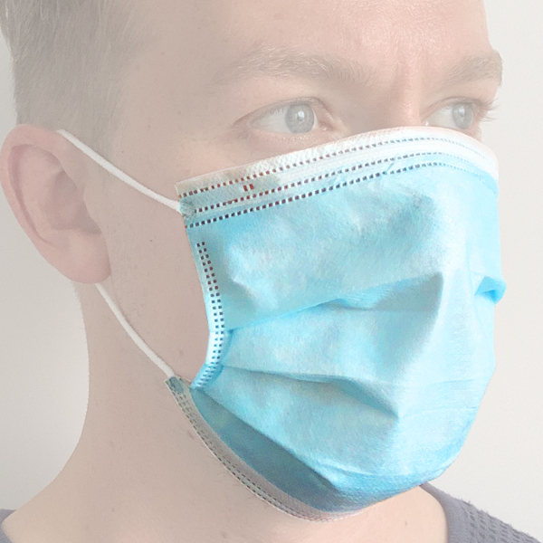 MNS Einweg-Mundschutz 175x95 mm blau mit Ohrband, nicht für den medizinischen Einsatz, VPE=50